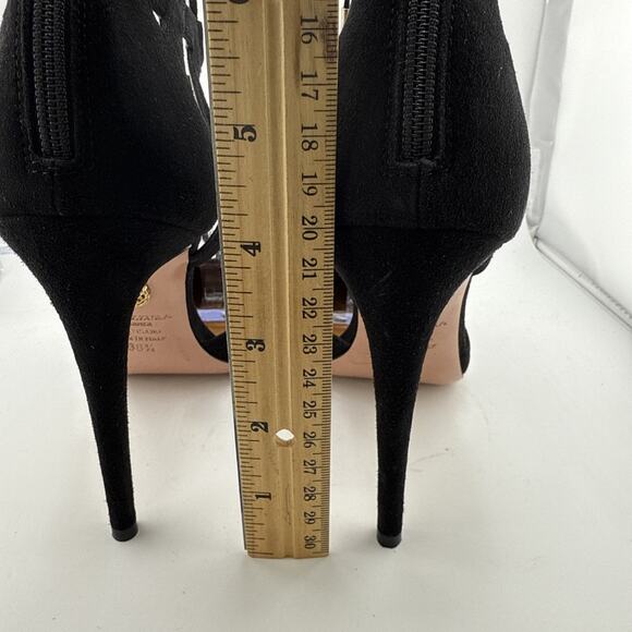 AQUAZZURA Belgravia Lattice CAGED Suede Pointed Toe Black Pumps 38.5 $800 NWOB - Picture 14 of 16
